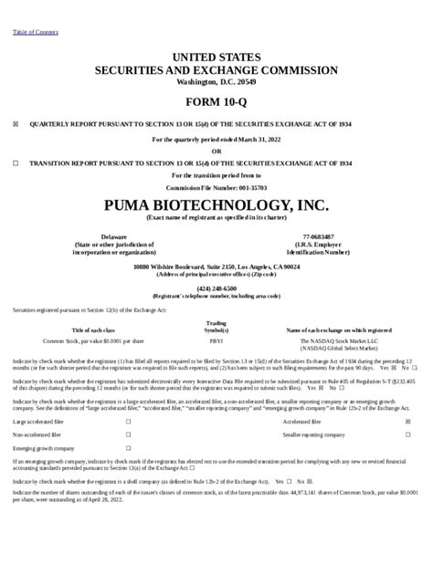 Puma Biotechnology Inc Edgar Online Pro Doc Template Pdffiller