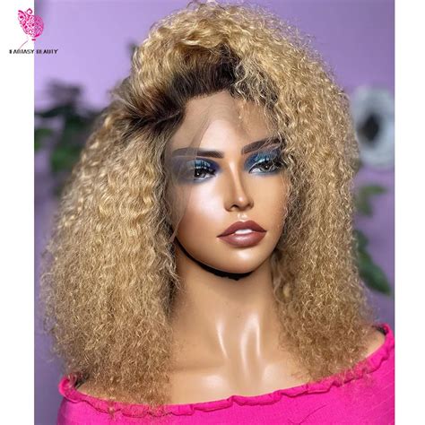 Densidade Pesada Afro Kinky Encaracolado Destacado Peruca Cabelo Humano