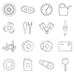 Auto Spare Parts Icons Set Cartoon Style Vector Image