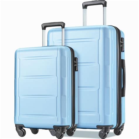 Merax Light Blue Piece Expandable Abs Hardshell Spinner Luggage Set