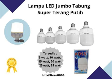 Lampu Led Jumbo Tabung Watt Kapsul Super Terang Putih Lazada Indonesia