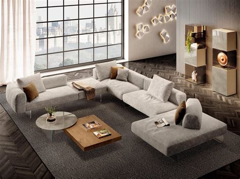 Air Soft Sled Base Sectional Fabric Sofa By Lago Design