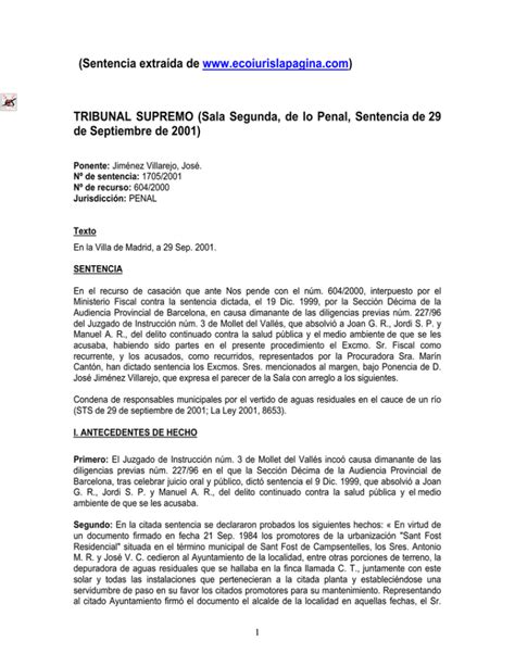 Tribunal Supremo Sentencia De La Sala Segunda De Lo Penal