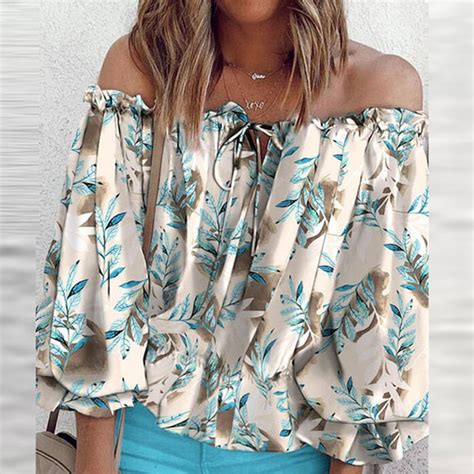 Sonicelife Summer Vintage Floral Print Boho Blouses Women Off