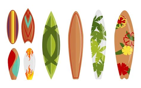 Premium Vector Set Of Surfboards In Cartoon Stylevector Illustration