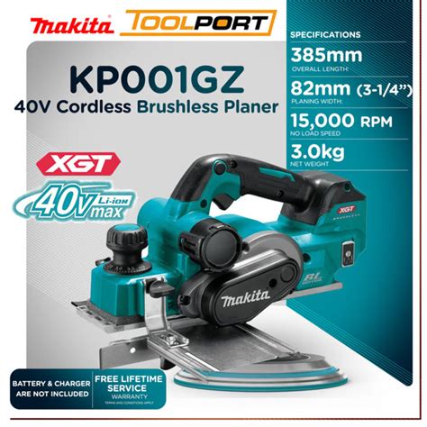 Makita KP001GZ Cordless Brushless Planer 82mm 3 1 4 40V Max XGT AWS