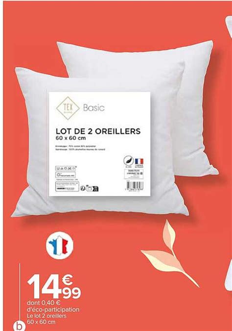 Promo Le Lot Oreillers X Cm Tex Home Basic Chez Carrefour