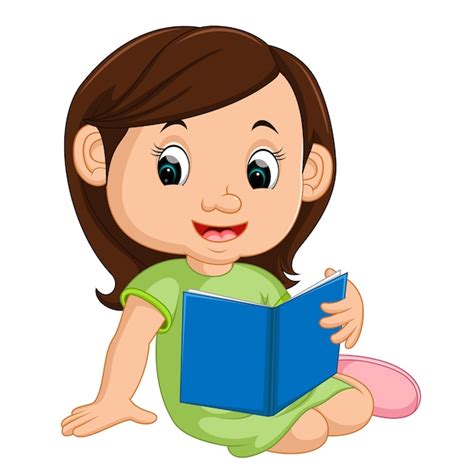 Livro De Leitura De Menina Vetor Premium