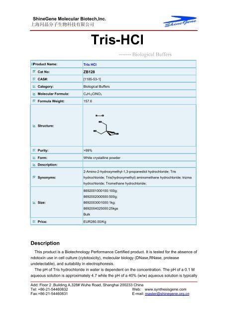 Tris-HCl - Gene Synthesis