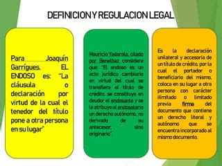 Tema Sobre El Endoso En Derecho Mercantil Pptx