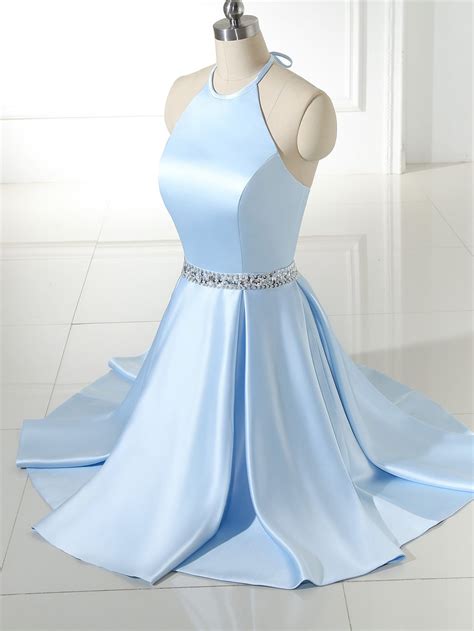 Bbcbridal Satin Homecoming Dresses Short Halter Cocktail Dress Formal