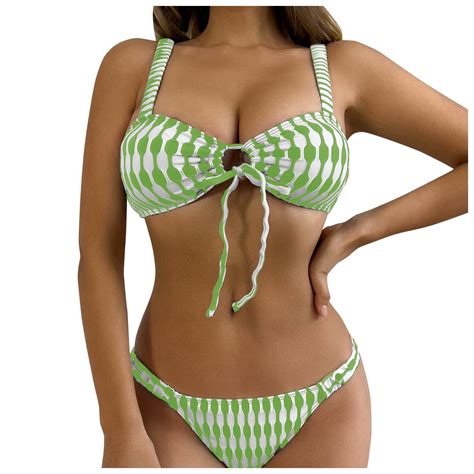 Qxutpo Womens Swimsuits Summer Fashion Two Tone Knit Bikini Sexy Bikini