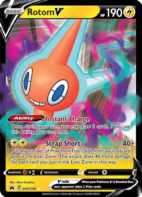 Pokemon Trading Card Game Crown Zenith Single Card Rare Holo Rotom V 45 Toywiz