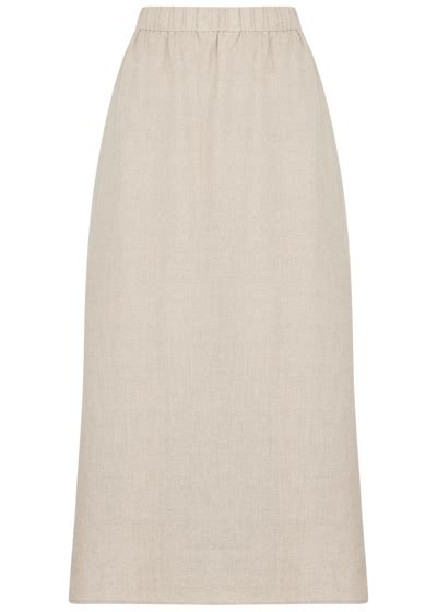 Eileen Fisher Linen Midi Skirt In Beige Modesens