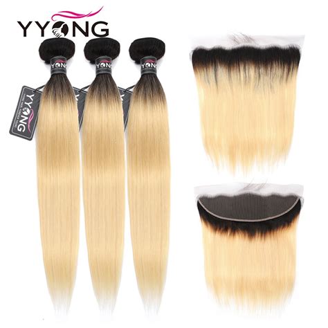 Best Quality Yyong 1b613 Straight Hair Bundles With Frontal Human Hair