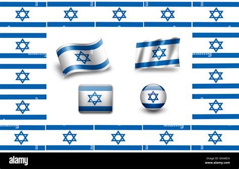 Flag Of Israel Icon Set Stock Photo Alamy