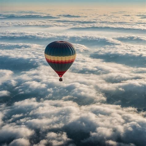 Premium Photo A Surreal Image Of A Hot Air Balloon Floating Above A Sea Of Clouds With The