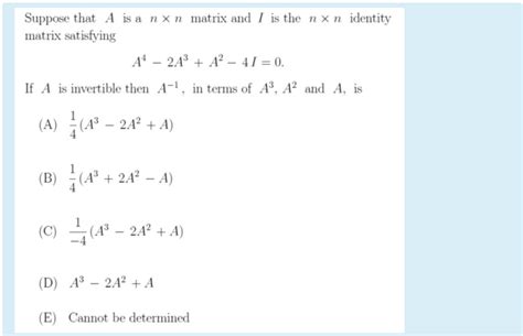 Solved Suppose that A is a nxn matrix and I is the nxn | Chegg.com