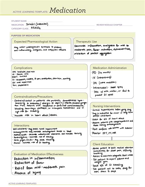 Ketorolac Ati Medication Template