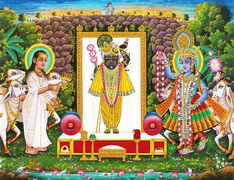 Krishna and Sudama with Srinathji - Poster - 11 x 9 inches - Unframed