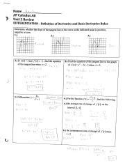 Ap Calculus Ab Unit Review Definition Of Derivative And Basic