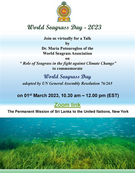 Commemoration Of World Seagrass Day 01st March 2023 Sri Lanka