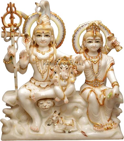 KARIGAROFFICIAL Shiva Parvati Ganesh Statue, Shiv Parivar Murti India ...