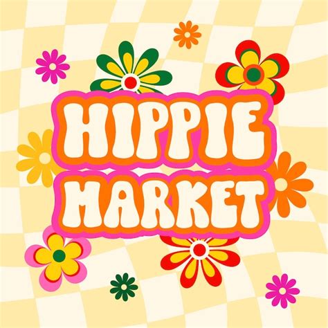 Free Vector Hand Drawn Hippie Market Text Illustration