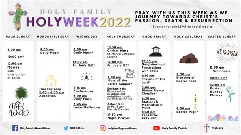 Holy Week 2022 Schedule - Church of the Holy Family