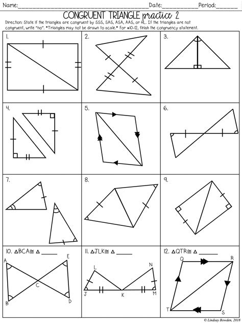 Triangle Congruence Practice Worksheet Answer Key Martin Lindelof