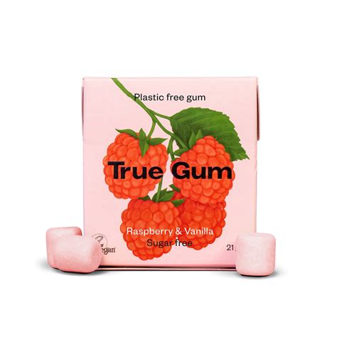 True Gum Plastic Free Chewing Gum With The Taste Of Raspberry And Vanill Planet Organic