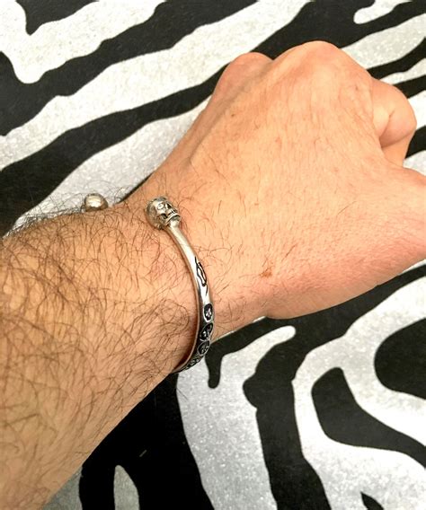 Bracelet Tetes De Mort Argent Etsy