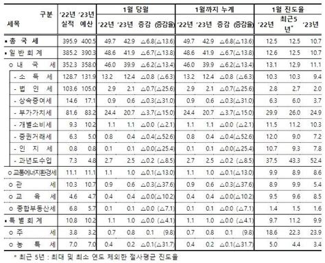 1월 국세수입 42조9000억원전년 동월 대비 6조8000억원 감소