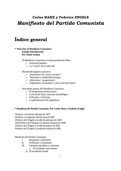 Pdf Carlos Marx Y Federico Engels Manifiesto Del Rebelion Org Docs