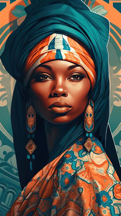 Illustration Of An African Woman In The Style Of Art Deco Digital Wall