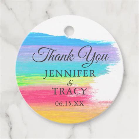 Elegant Rainbow Monogram Lgbtq Wedding Thank You Favor Tags Zazzle