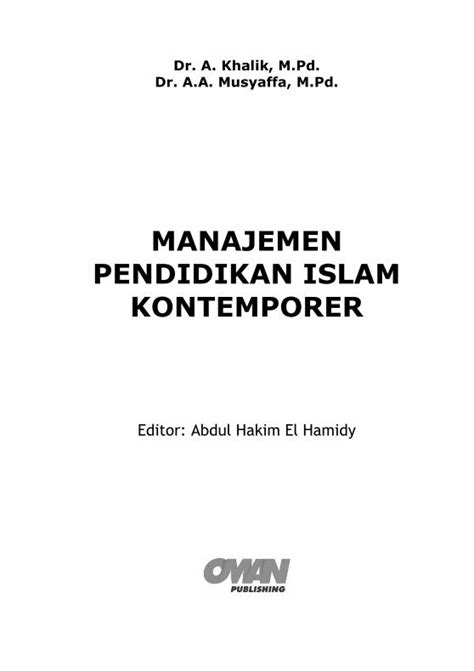 Pdf Manajemen Pendidikan Islam Kontemporer Dokumen Tips