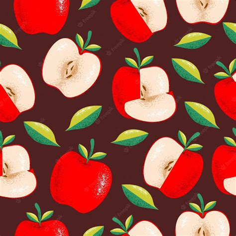 Premium Vector Red Apple Seamless Pattern