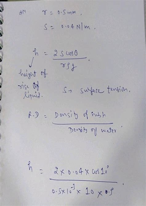 A Capillary Tube Of Radius Mm Is Dipped Vertically In A Liquid Of