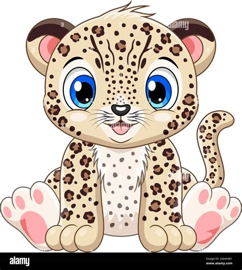 Cute Baby Leopard Cartoon Isolated On White Background Stock Vector