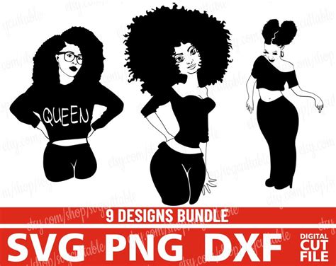 9 Sexy Afro Woman Svg Natural Curly Hair Eps File Black Etsy