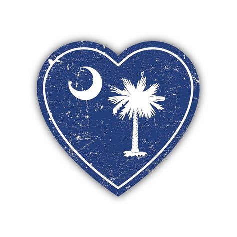 South Carolina Palmetto Moon Heart Sticker