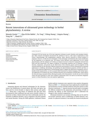 Recent Innovations Of Ultrasound Green Technology In Herbal