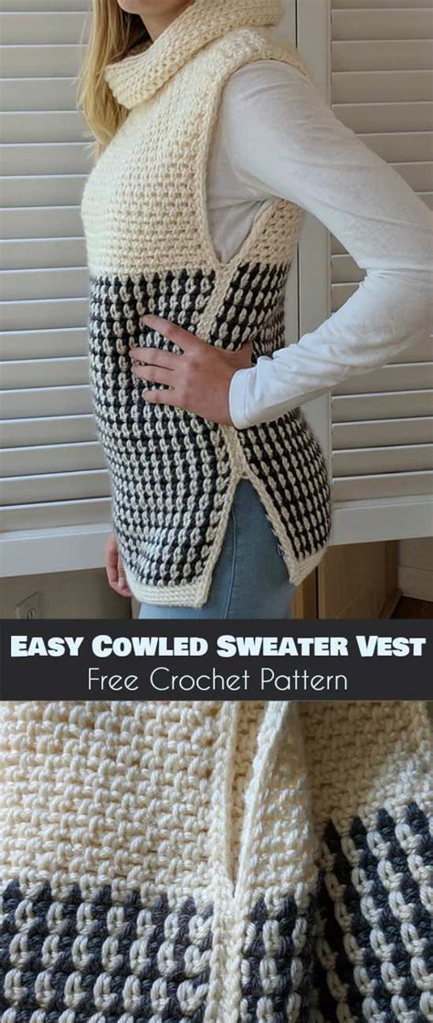 Easy Cowled Sweater Vest Free Crochet Pattern Artofit