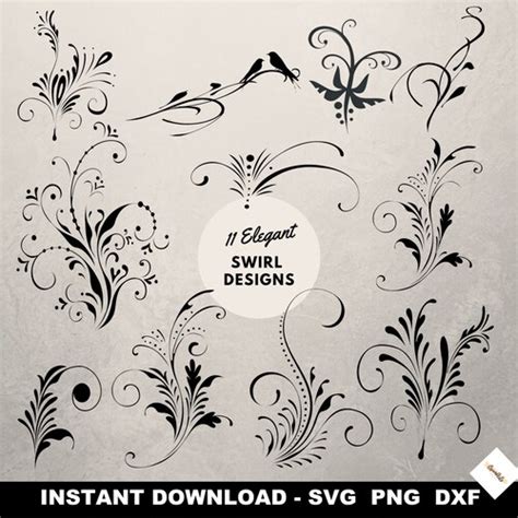 Decorative Vine Ornaments Svg Vine Svg Swirls Svg Clipart Etsy