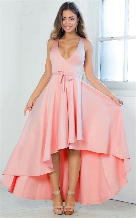 New Women Sexy Hot V Neck Short Front Long Back Elegant Evening Gowns