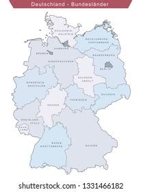 Germany Political Map Divide By State Stock Vector Royalty Free