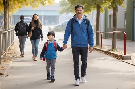 Premium Photo Parents Take Their Child To School