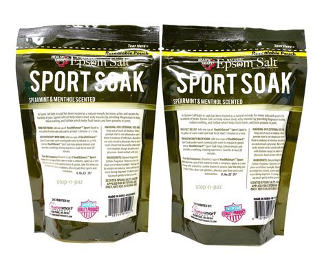 Natural Epsom Salt Sport Soak Spearmint And Menthol Scented 16 Oz 2 Pack Ebay