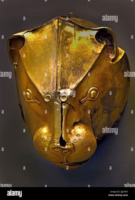 Il rhyton d oro è realizzato in lamiera martellata a forma di testa di